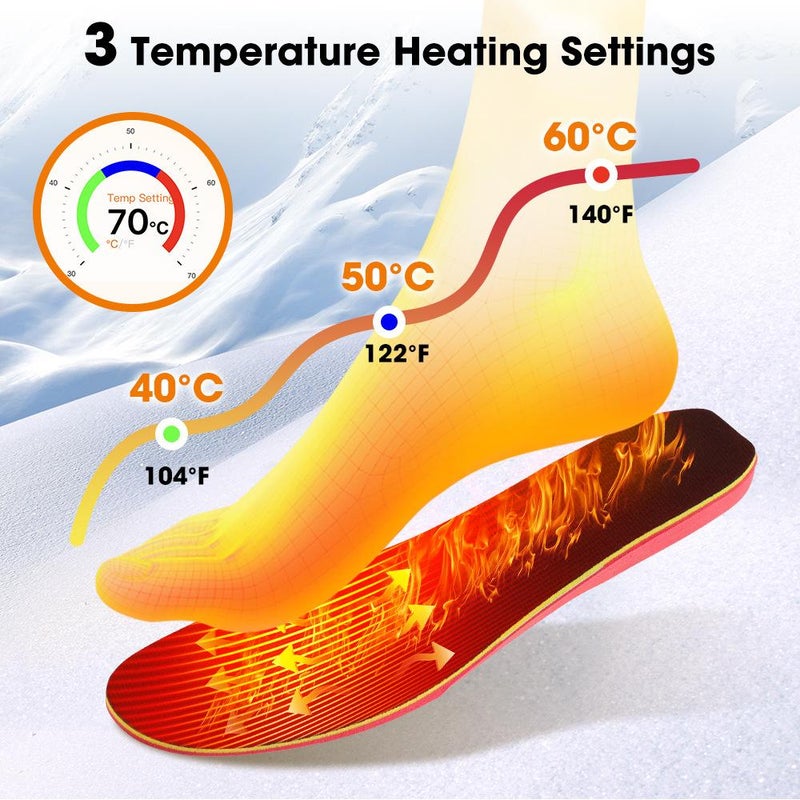 Smart Heated Insoles Rechargeable 1pair Foot Warmer 3 Heat Settings Mobile app to Control Temperature, Full-Foot Heating & Cut-to-Fit Design for All Shoes - Image 4